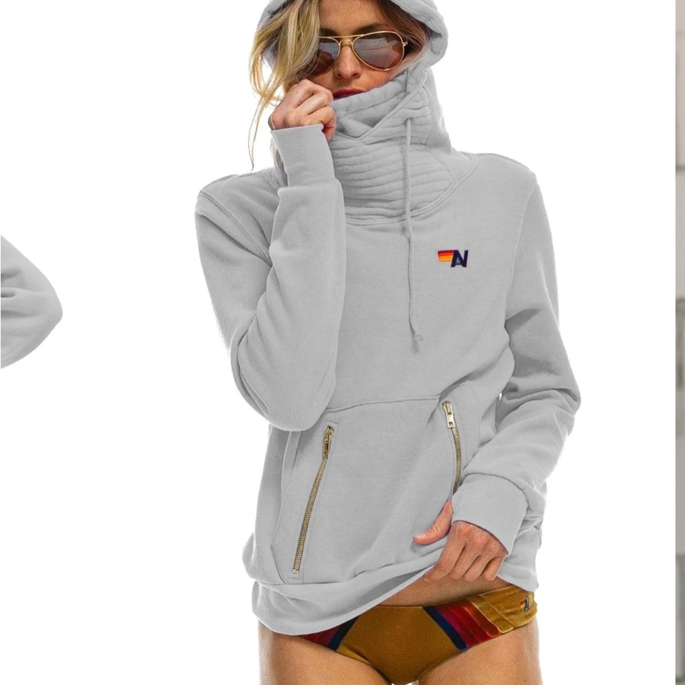 Aviator Nation - Ninja Pullover Hoodie in Light Grey